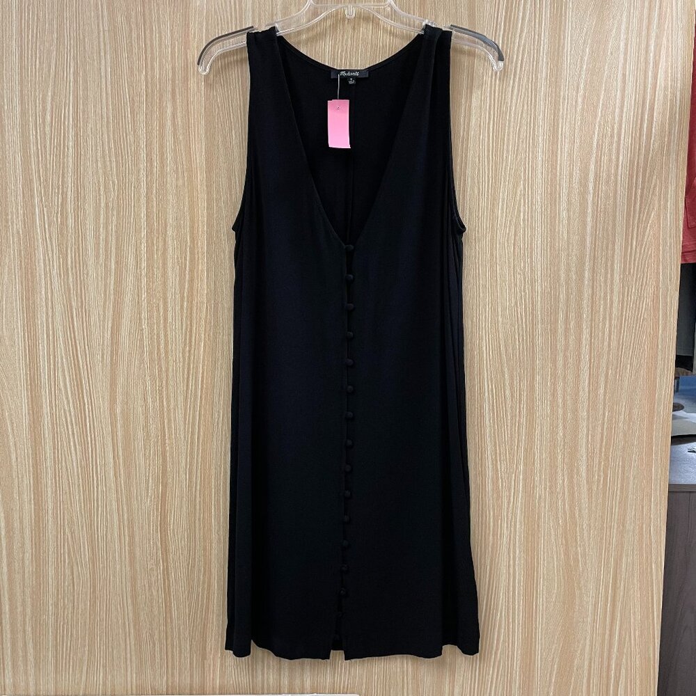 Madewell Black Sleeveless Button-Front Dress